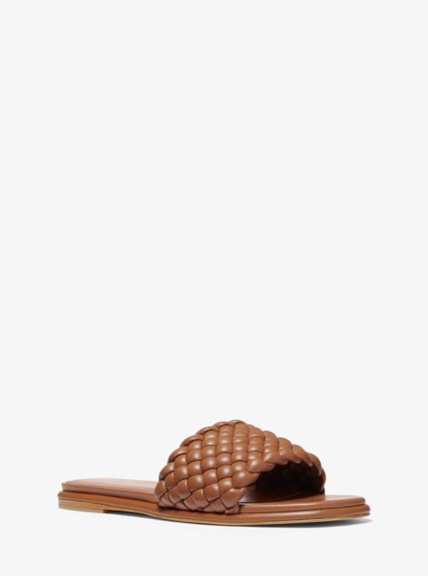 Damske Slapky Michael Kors Amelia Braided Hnede - Topanky Michael Kors Obchod | AYHUL-2845